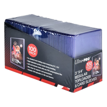 Load image into Gallery viewer, Ultra Pro 3" x 4" Clear Regular Toploaders and Soft Sleeves Bundle (100ct) for Standard Size Cards