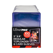 Load image into Gallery viewer, Ultra Pro 3" x 4" Clear Regular Toploaders and Soft Sleeves Bundle (100ct) for Standard Size Cards