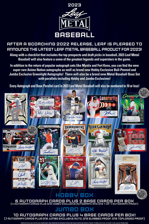 2023 Leaf Metal Baseball Jumbo Hobby Box - Coming December 2023