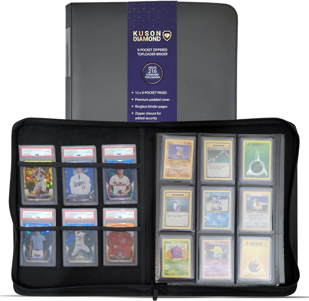 Large Black 9 Pocket TopLoader Binder With 6 Storage Slots Large Black 9 Pocket TopLoader Binder With 6 Storage Slots