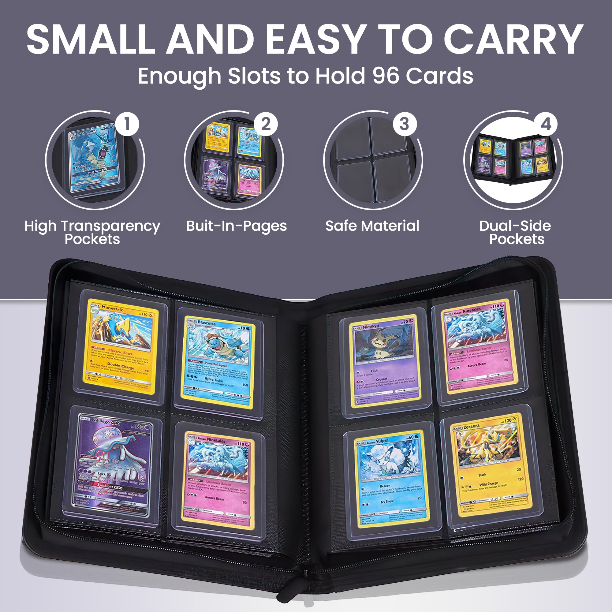 small card binder 2-Pocket Mini Cards Binder for Pokemon Cards Fit 80 Pcs Cards main image 0
