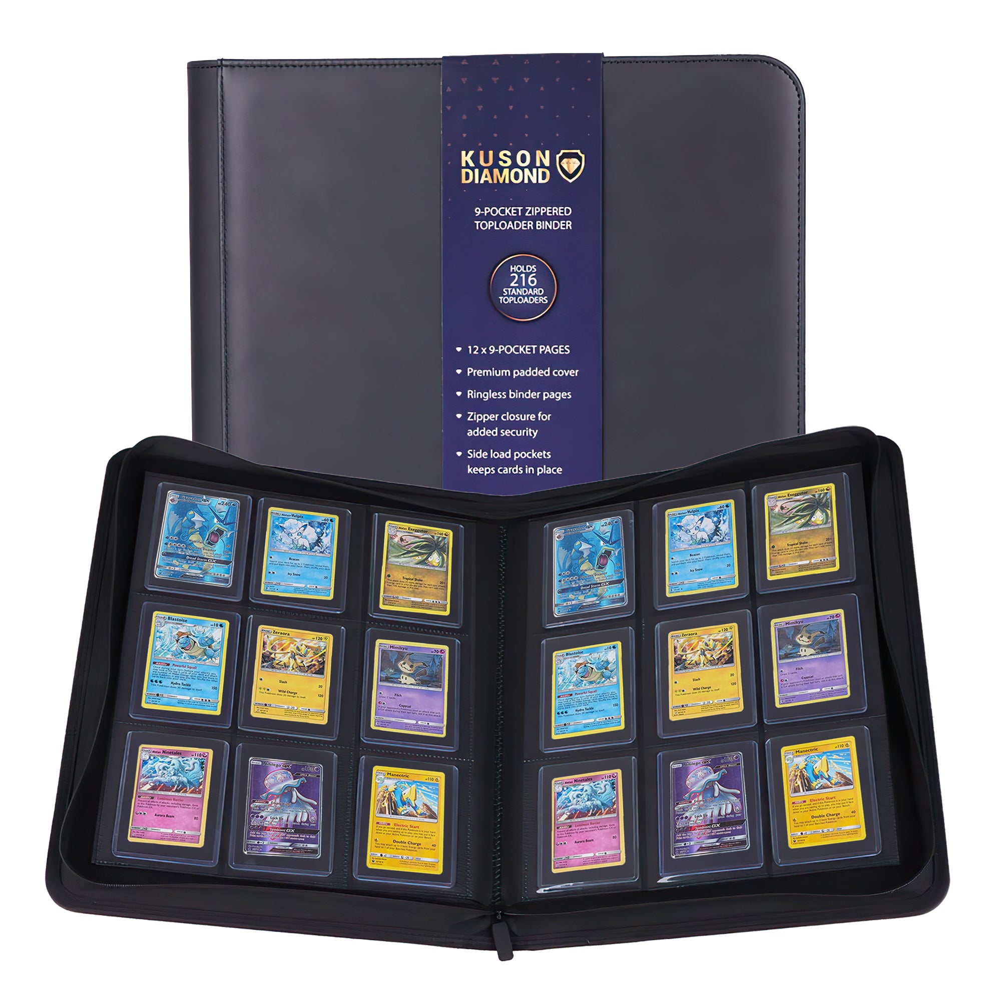 9-Pocket Card Binder - Holds 360 Toploaders Or Trading Cards - Faux Leather Top Loader Binder 9 Pocket 9-Pocket Card Binder - Holds 360 Toploaders Or Trading Cards - Faux Leather Top Loader Binder 9 Pocket